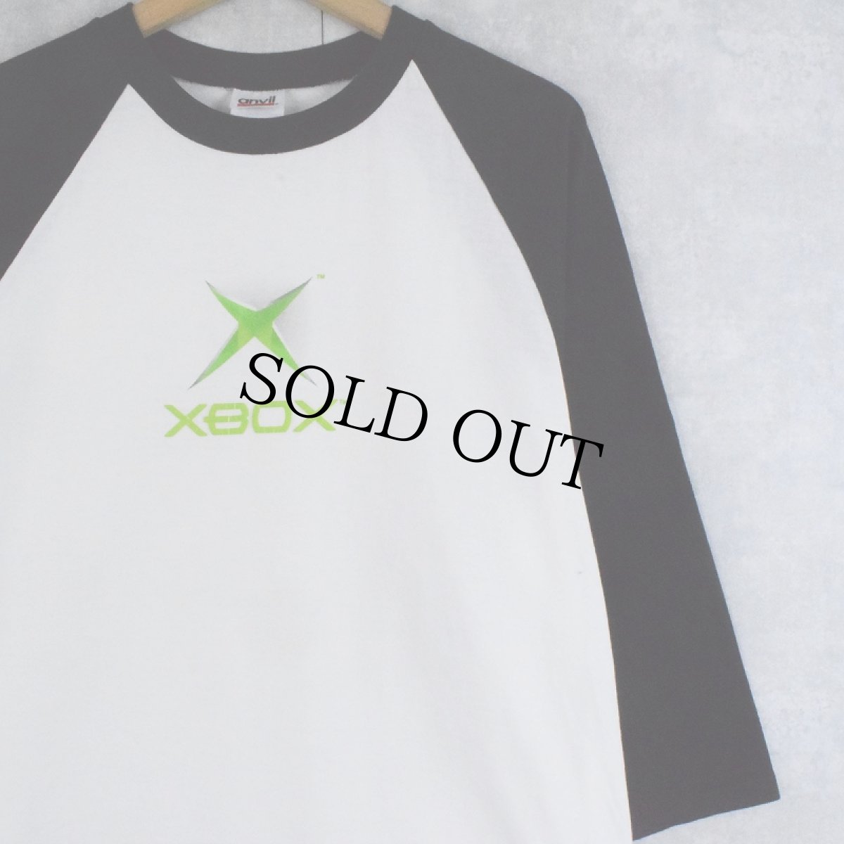 画像1: 2000's XBOX ゲームロゴプリントラグランTシャツ L (1)