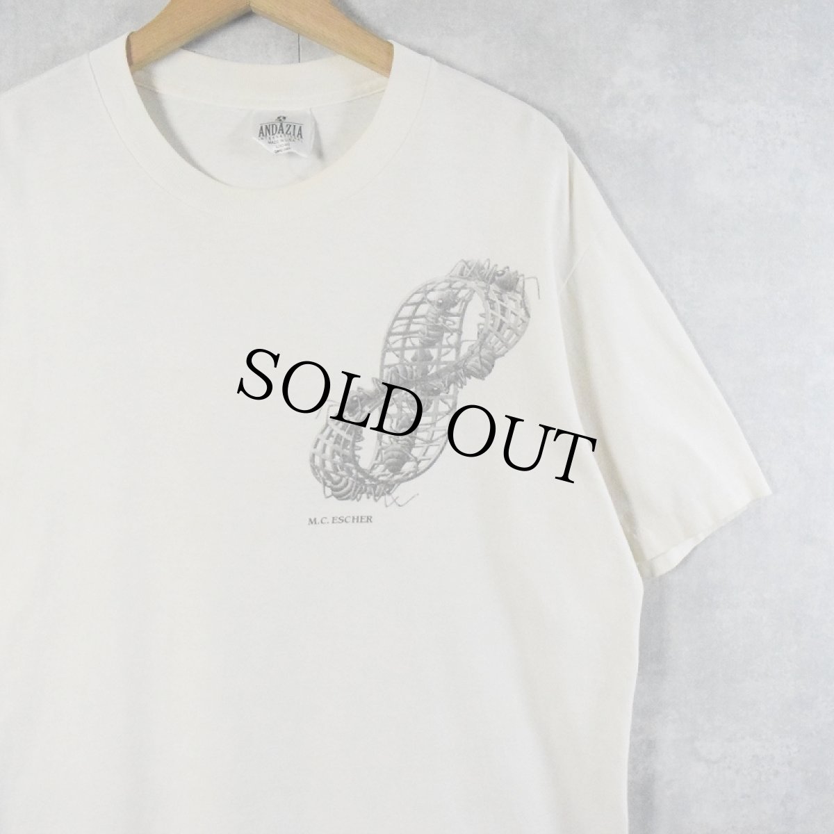 画像2: 90's M.C.Escher USA製 "メビウスの帯" 騙し絵アートTシャツ L (2)