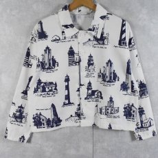 画像1: 〜90's MICHIGAN RAG CO. ライトハウス柄 コットンジャケット (1)