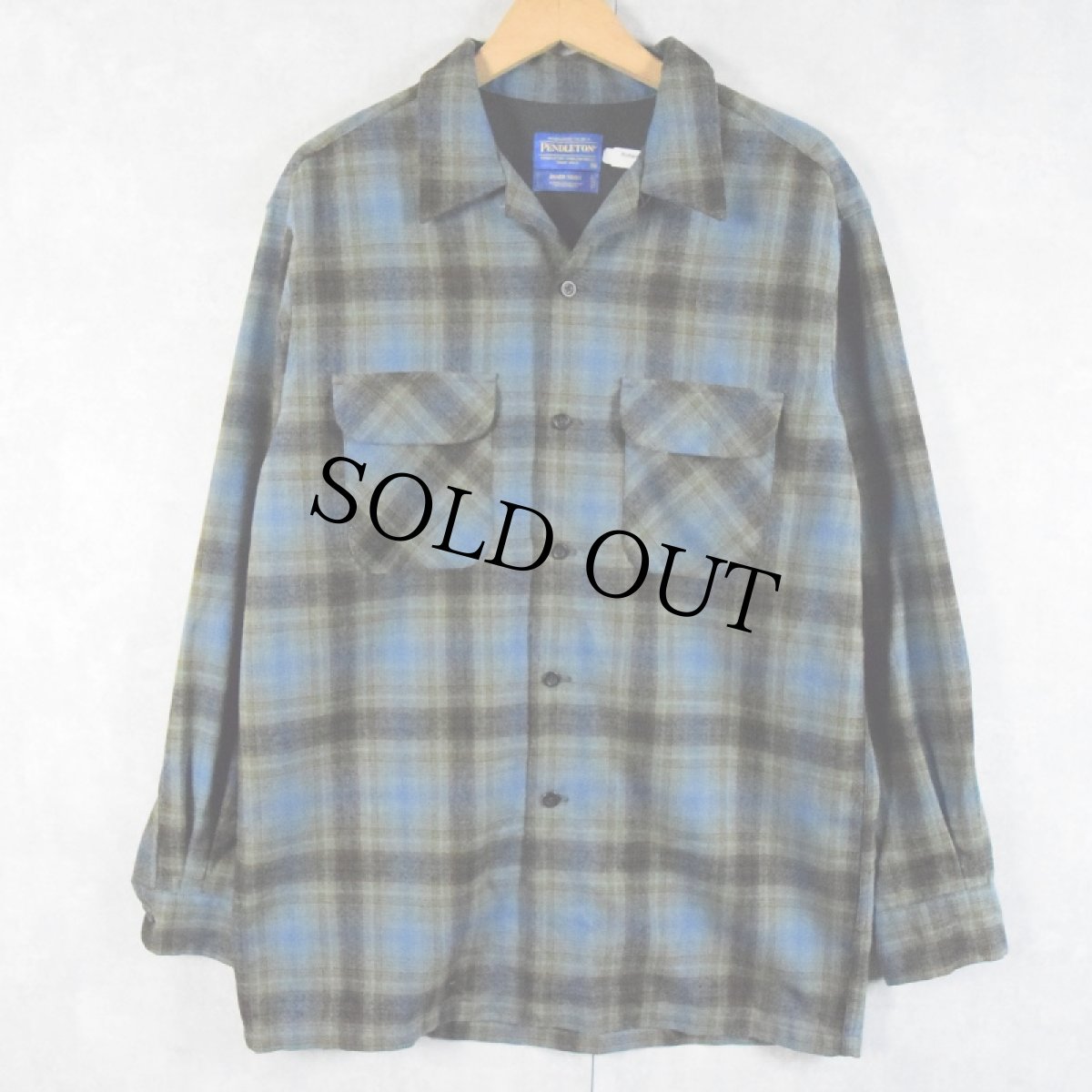 画像1: PENDLETON "BOARD SHIRT" チェック柄 オープンカラーウールシャツ M (1)