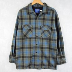 画像1: PENDLETON "BOARD SHIRT" チェック柄 オープンカラーウールシャツ M (1)