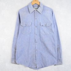 画像1: 70's WORK WEAR CORPORATION USA製 ヘリンボーン織り ワークシャツ SIZE15-15 1/2 (1)