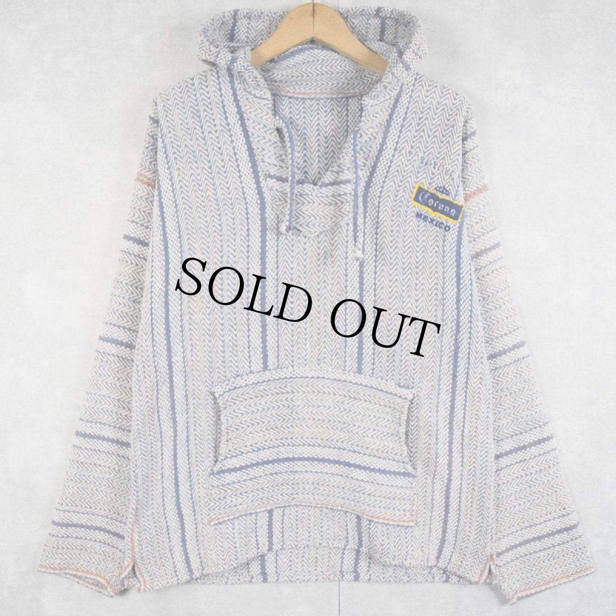 画像2: Corona "BEACH CLUB" マルチストライプ柄 ビールメーカー メキシカンパーカー (2)