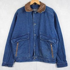 画像1: 80's Woolrich USA製 襟レザー デニムカバーオール M (1)