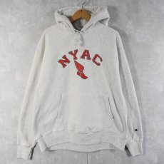 画像1: Champion REVERSE WEAVE "NYAC" ウィングフッドプリント スウェットフーディー XL (1)