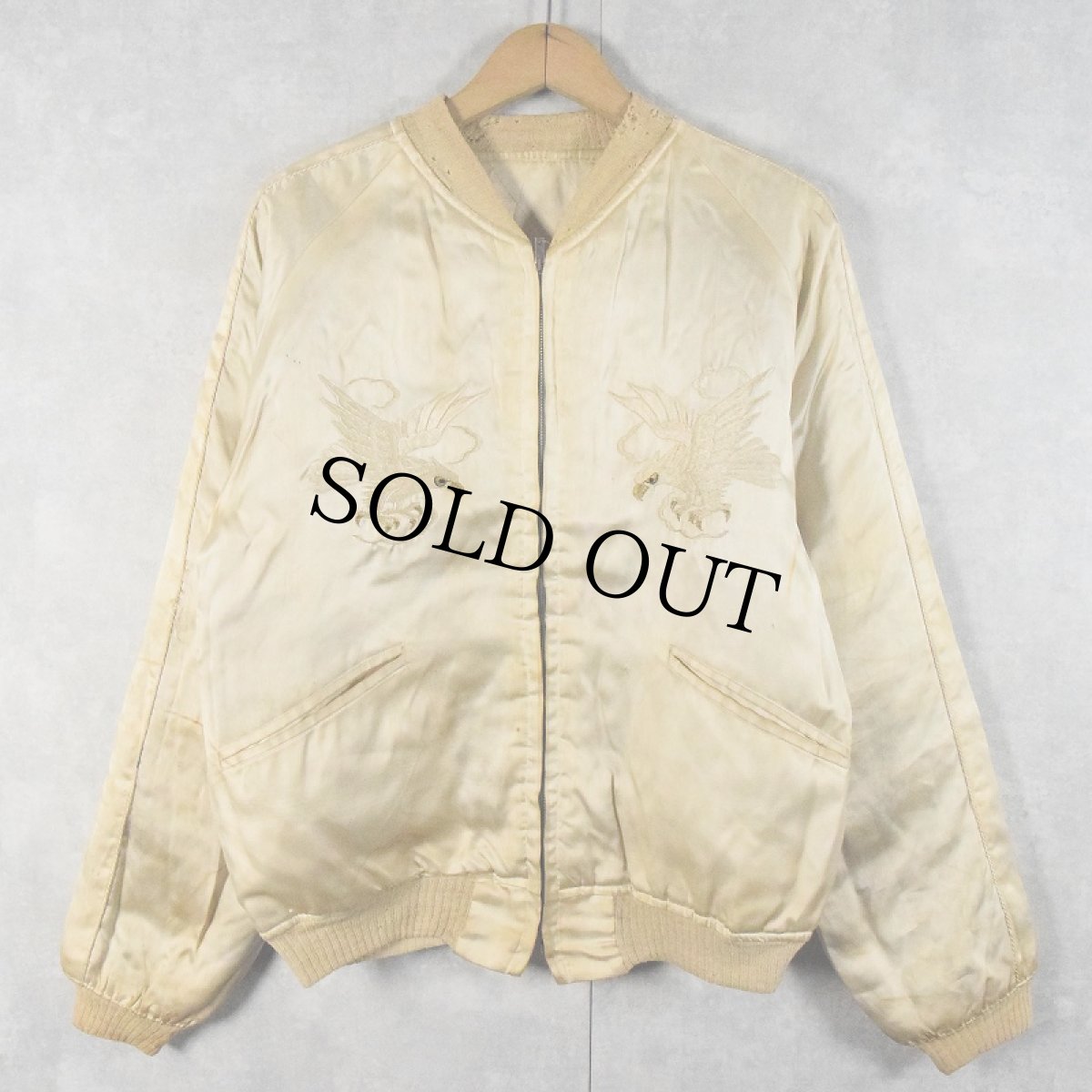 画像2: 50's "JAPAN×龍×鷹" サテンスカジャン (2)