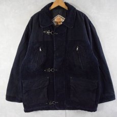 画像1: TRAIN ダック×コーデュロイ 中綿入りファイヤーマンジャケット NAVY M (1)