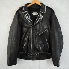 画像2: ELITE LEATHERS ハンドペイント ダブルライダースジャケット XXL (2)