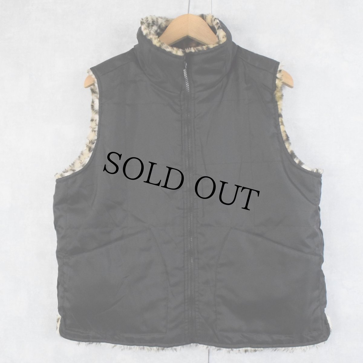 画像2: Pacfic Rose レオパード柄 フェイクファー リバーシブルベスト L (2)