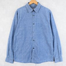 画像1: A.P.C. 刺繍デザイン デニムシャツ L (1)