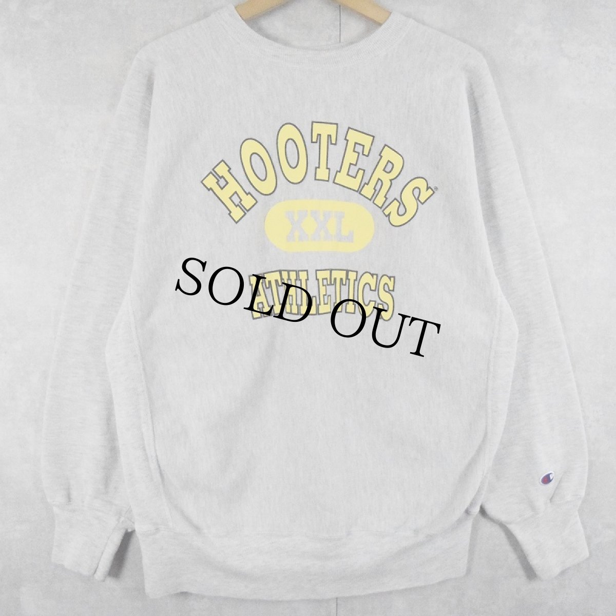 画像1: 90's Champion REVERSE WEAVE "HOOTERS ATHLETICS" プリントスウェット XL (1)