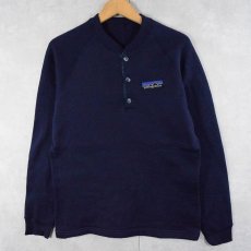 画像1: 80's〜 Patagonia デカタグ ヘンリーネックラグランスウェット NAVY L (1)