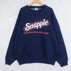 画像1: 90's Snapple USA製 飲料ブランド ロゴプリントスウェット NAVY XXL (1)