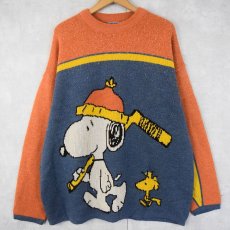 画像1: PEANUTS SNOOPY キャラクター ジャガード ユーロスキーニットセーター XXL (1)