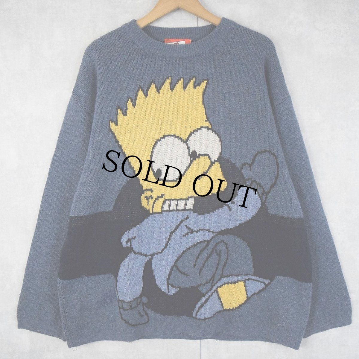 画像1: 2000's THE SIMPSONS "BART SIMPSON" キャラクター ジャガード ユーロスキーニットセーター (1)
