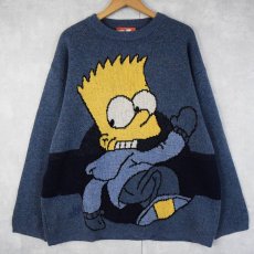 画像1: 2000's THE SIMPSONS "BART SIMPSON" キャラクター ジャガード ユーロスキーニットセーター (1)