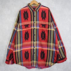 画像1: POLO Ralph Lauren ネイティブ柄 コットンシャツ XL (1)