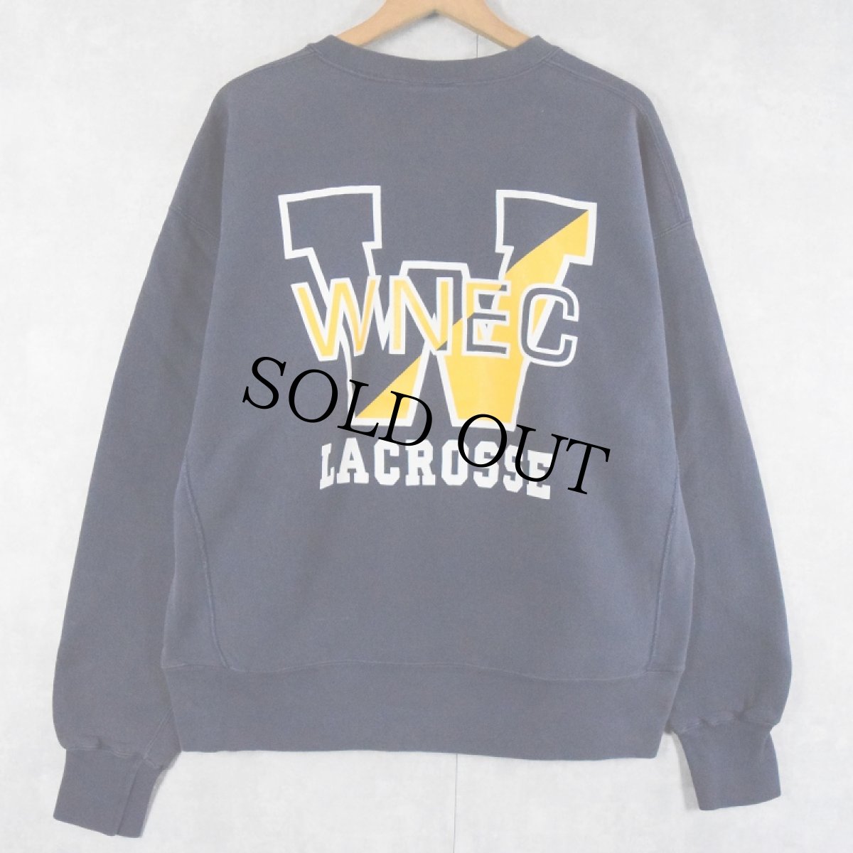 画像1: 90's Lee USA製 REVERSE WEAVE TYPE "WNEC" バックプリントスウェット NAVY XL (1)