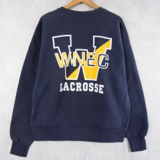 画像1: 90's Lee USA製 REVERSE WEAVE TYPE "WNEC" バックプリントスウェット NAVY XL (1)