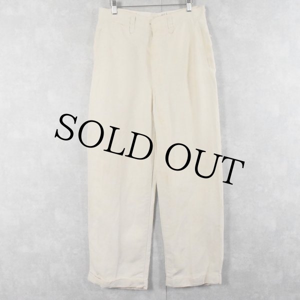 美品 LINEN COTTON TWILL トラウザー リネン パンツ ホワイト MARGARET HOWELL（マーガレットハウエル）の「LINEN COTTON