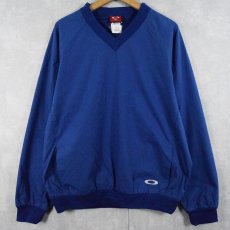 画像1: OAKLEY ロゴ刺繍 Vネック プルオーバー M (1)