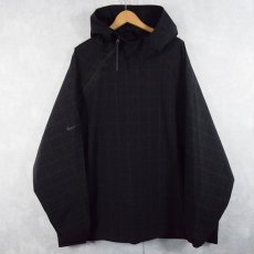 画像1: NIKE チェック柄 斜めジップ ナイロンプルオーバージャケット BLACK 4XL (1)