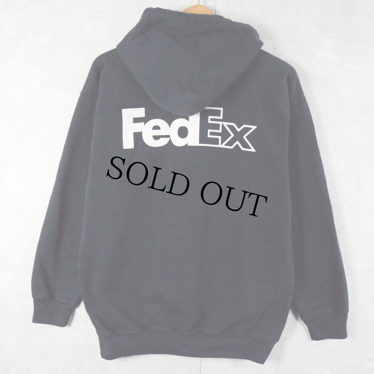 画像1: 90's FedEx 企業ロゴプリントスウェットフーディ NAVY S (1)