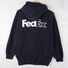 画像1: 90's FedEx 企業ロゴプリントスウェットフーディ NAVY S (1)