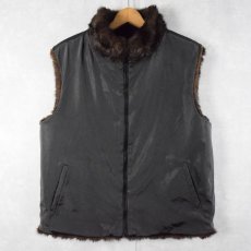 画像3: 【SALE】 Giacca リバーシブル フェイクファーベスト BROWN L (3)