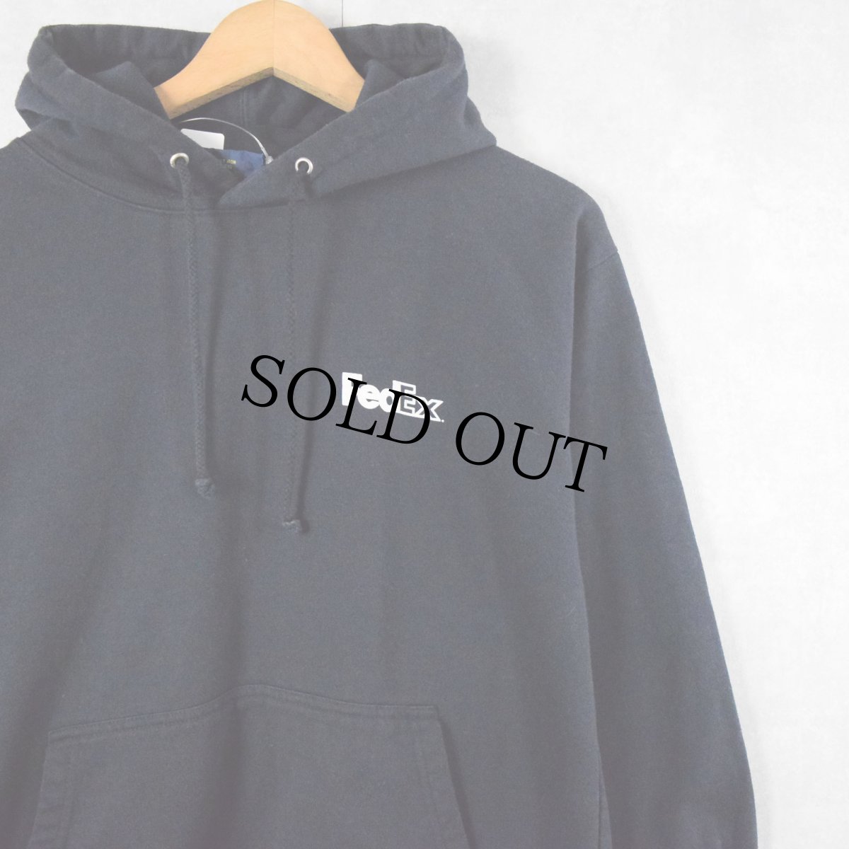 画像2: 90's FedEx 企業ロゴプリントスウェットフーディ NAVY S (2)