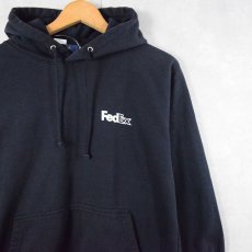 画像2: 90's FedEx 企業ロゴプリントスウェットフーディ NAVY S (2)