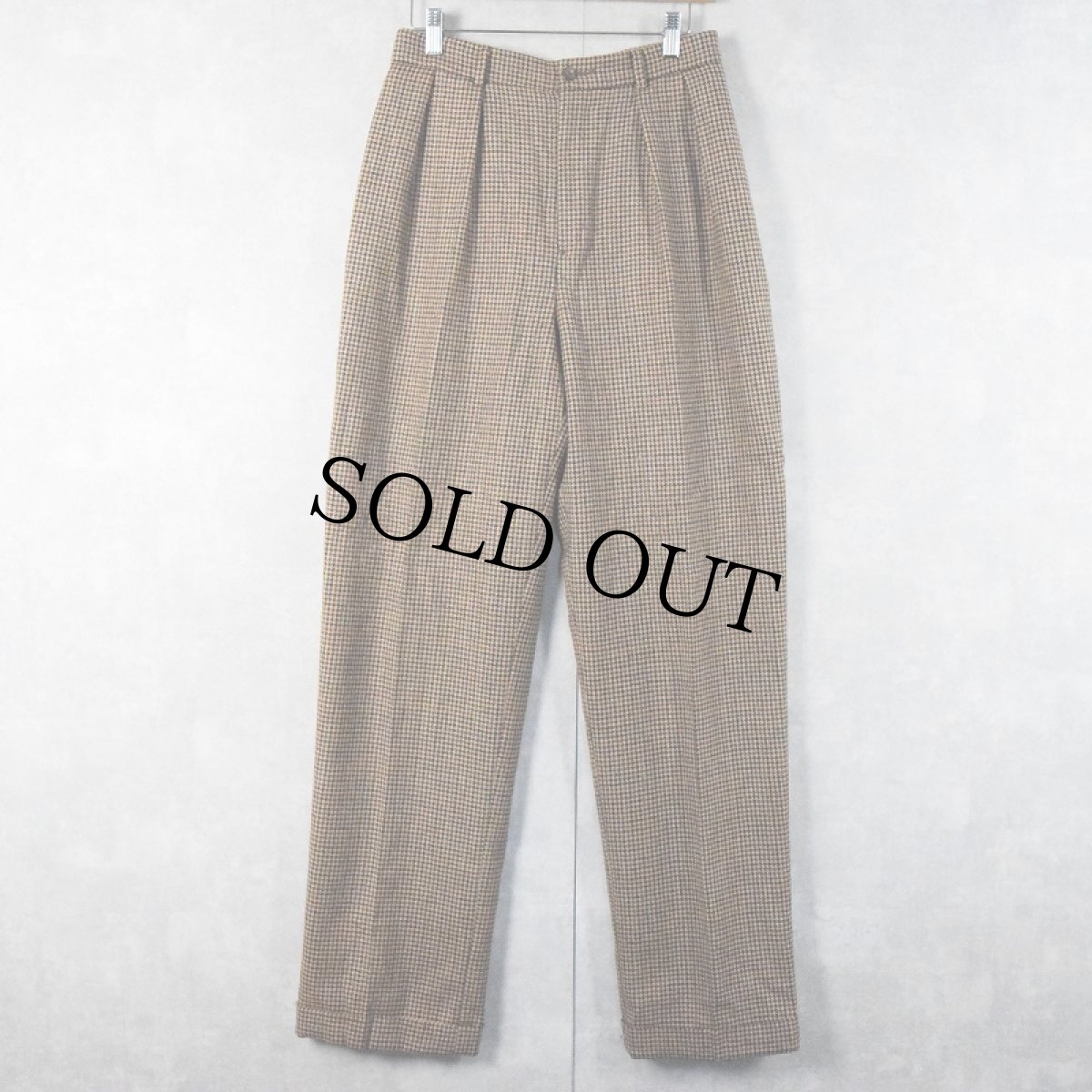 画像1: Ralph Lauren Purple Label USA製 千鳥格子柄 2タックウールスラックス W28 (1)
