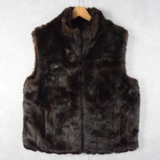 画像2: 【SALE】 Giacca リバーシブル フェイクファーベスト BROWN L (2)