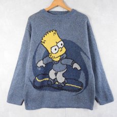 画像1: 2000's THE SIMPSONS "BART SIMPSON" キャラクター ジャガード ユーロスキーニットセーター (1)