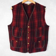 画像1: 40〜50's Woolrich オンブレーチェック柄 針刺しシンチバック ウールハンティングベスト (1)