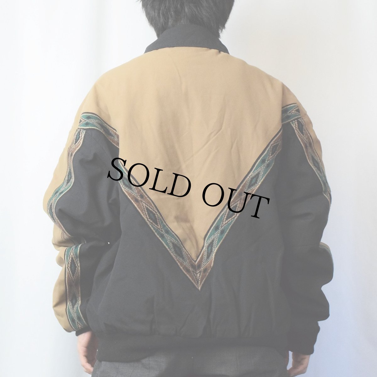 画像3: CRIPPLE CREEK ネイティブ柄切り替え ナイロン×コットンジップジャケット L (3)