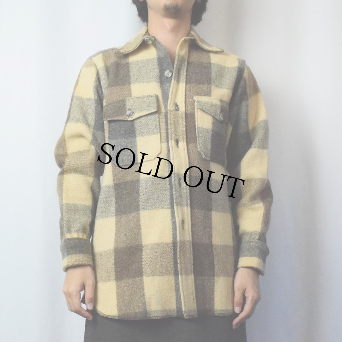 画像2: 70's Woolrich ブロックチェック柄 ウール×ナイロンシャツジャケット M (2)