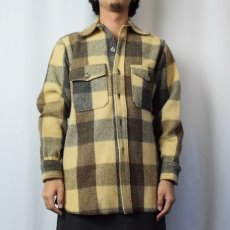 画像2: 70's Woolrich ブロックチェック柄 ウール×ナイロンシャツジャケット M (2)