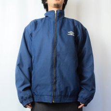 画像2: 90's UMBRO ロゴ刺繍 ジップジャケット NAVY XL (2)