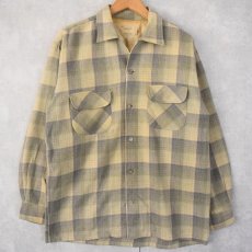 画像1: 60〜70's PENNEY'S TOWNCRAFT チェック柄 オープンカラーウールシャツ M (1)