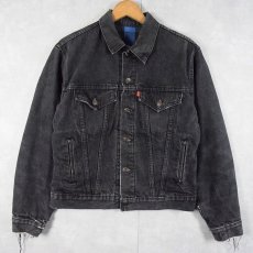 画像1: 80's Levi's 70707 USA製 チェック柄ライナー ブラックデニムジャケット (1)