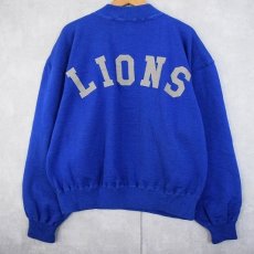 画像1: 50〜60's SAND KNIT "LIONS" フェルトパッチ付き ハーフジップニットセーター SIZE48 (1)