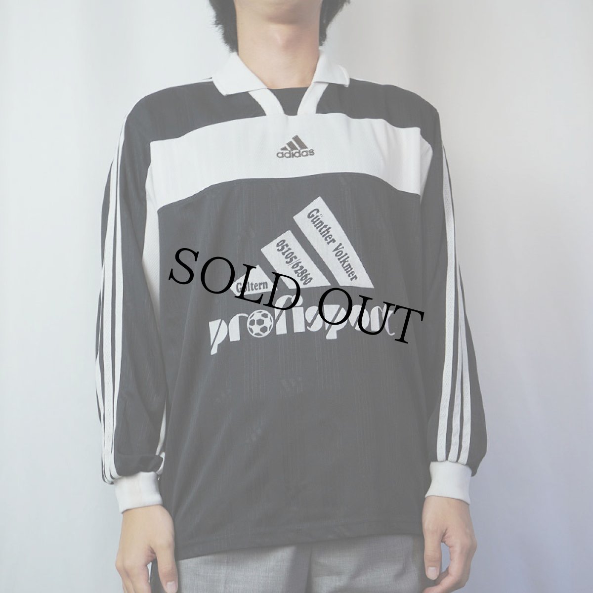 画像2: 90's adidas "profisport" フロッキープリント ゲームシャツ M (2)