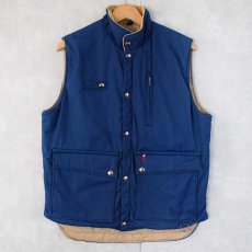 画像1: 80〜90's PEAK1 USA製 ポリエステル×コットン 中綿入りベスト NAVY SIZE C (1)