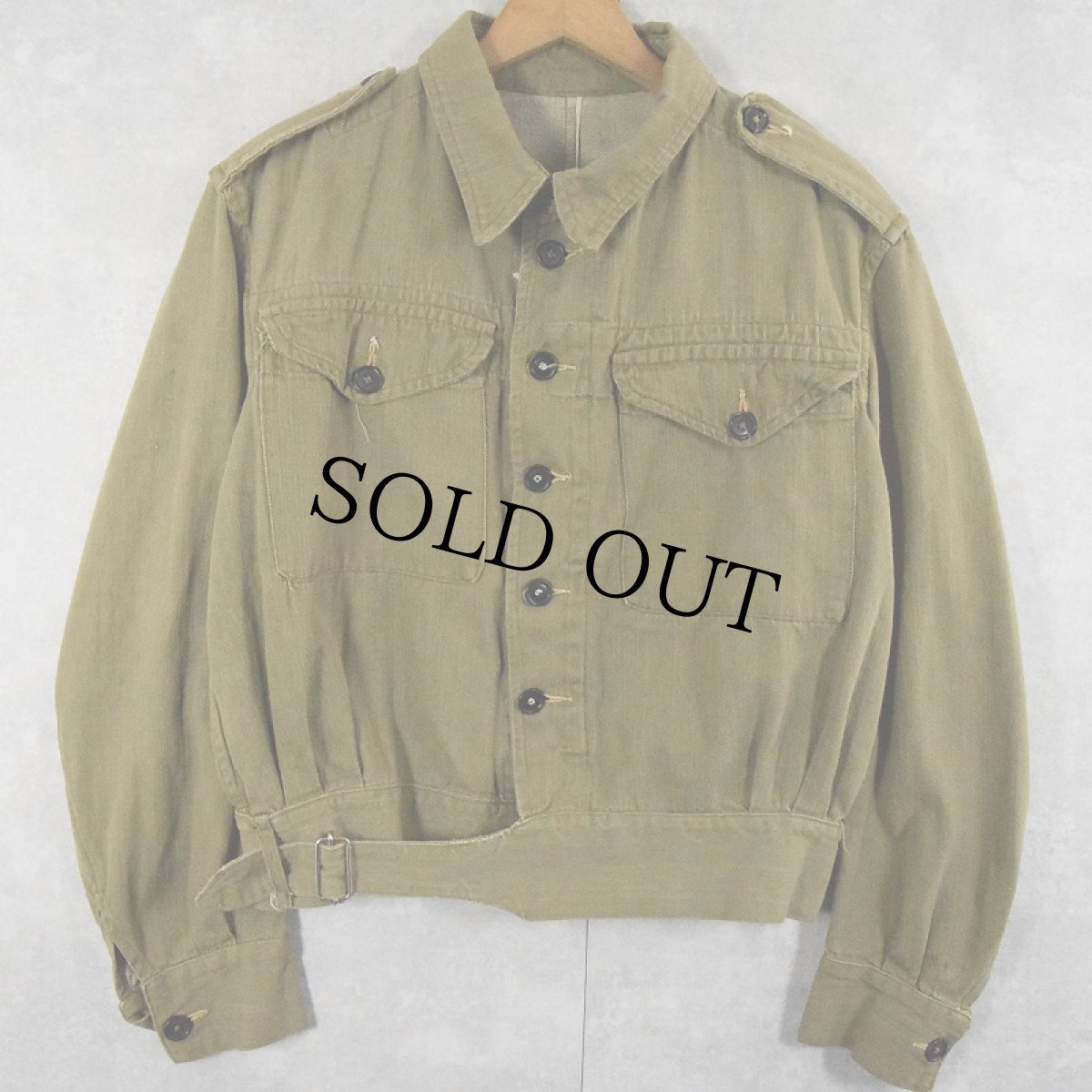 画像1: 40's BRITISH ARMY グリーンデニム BATTLEDRESS JACKET (1)