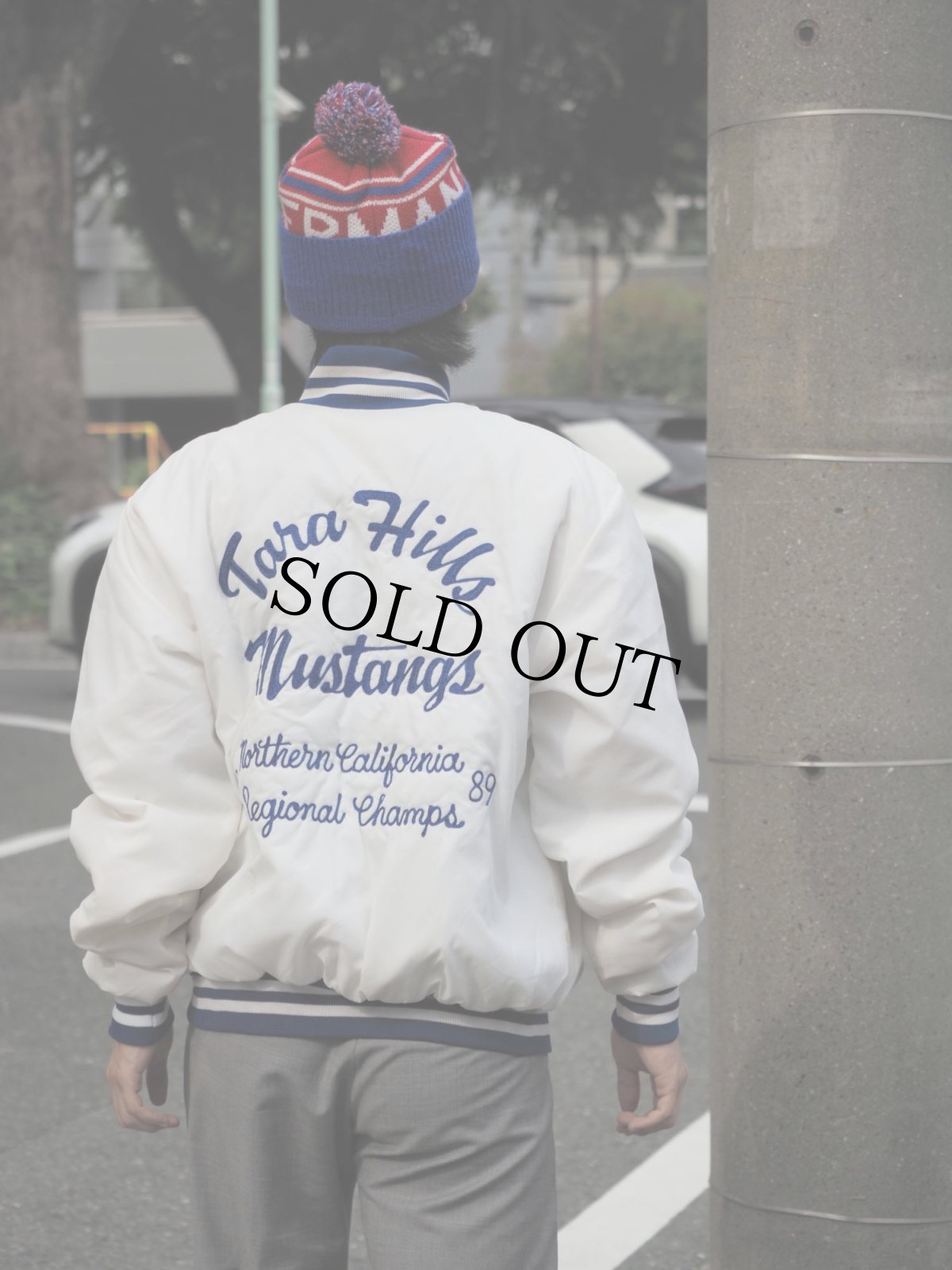 画像3: 90's Rennoc USA製 "Tara Hills Mustangs" チェーン刺繍 ナイロンスタジャン L (3)