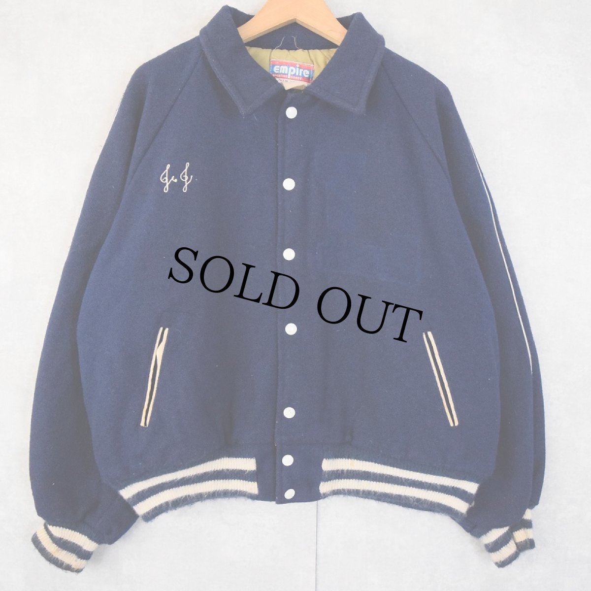 画像3: 70's Empire "Huskies" チェーン刺繍 キルティングライナー メルトンウールスタジャン (3)