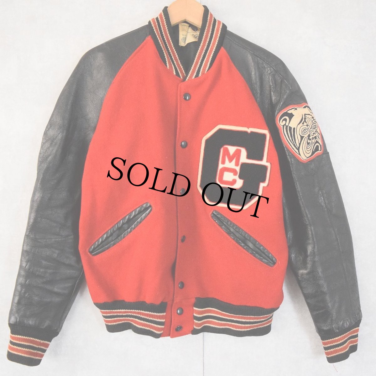 画像1: 【SALE】 70〜80's "GMC" ワッペン付き レザー×メルトンウールスタジャン SIZE38 (1)