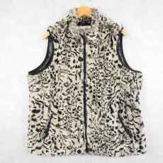 画像1: Coldwater Creek レオパード柄 モダクリル×ポリエステル フェイクファーベスト SIZE1X (1)