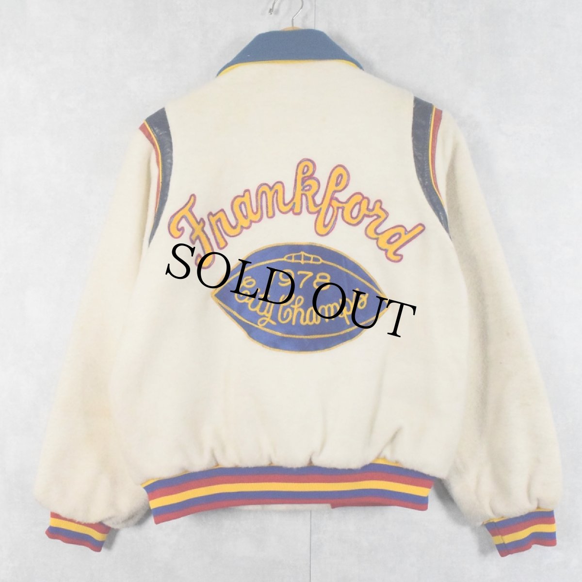 画像2: 70's ALVIN "Frankford" チェーン刺繍 キルティングライナー スタジャン SIZE40 (2)